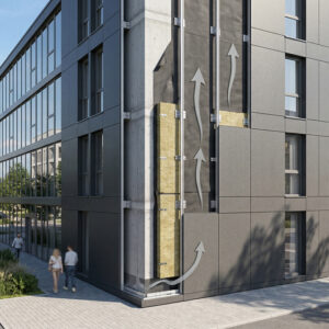 Ventiliuojamo fasado gaminys su montavimu, m2